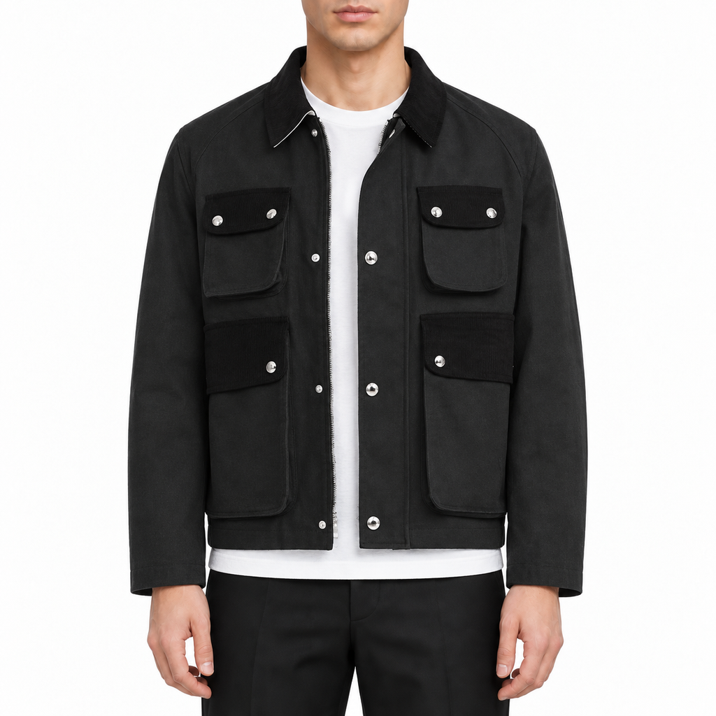 4 - Bar Utility Pocket Jacket with Signature Grosgrain Detail | Thom Browne