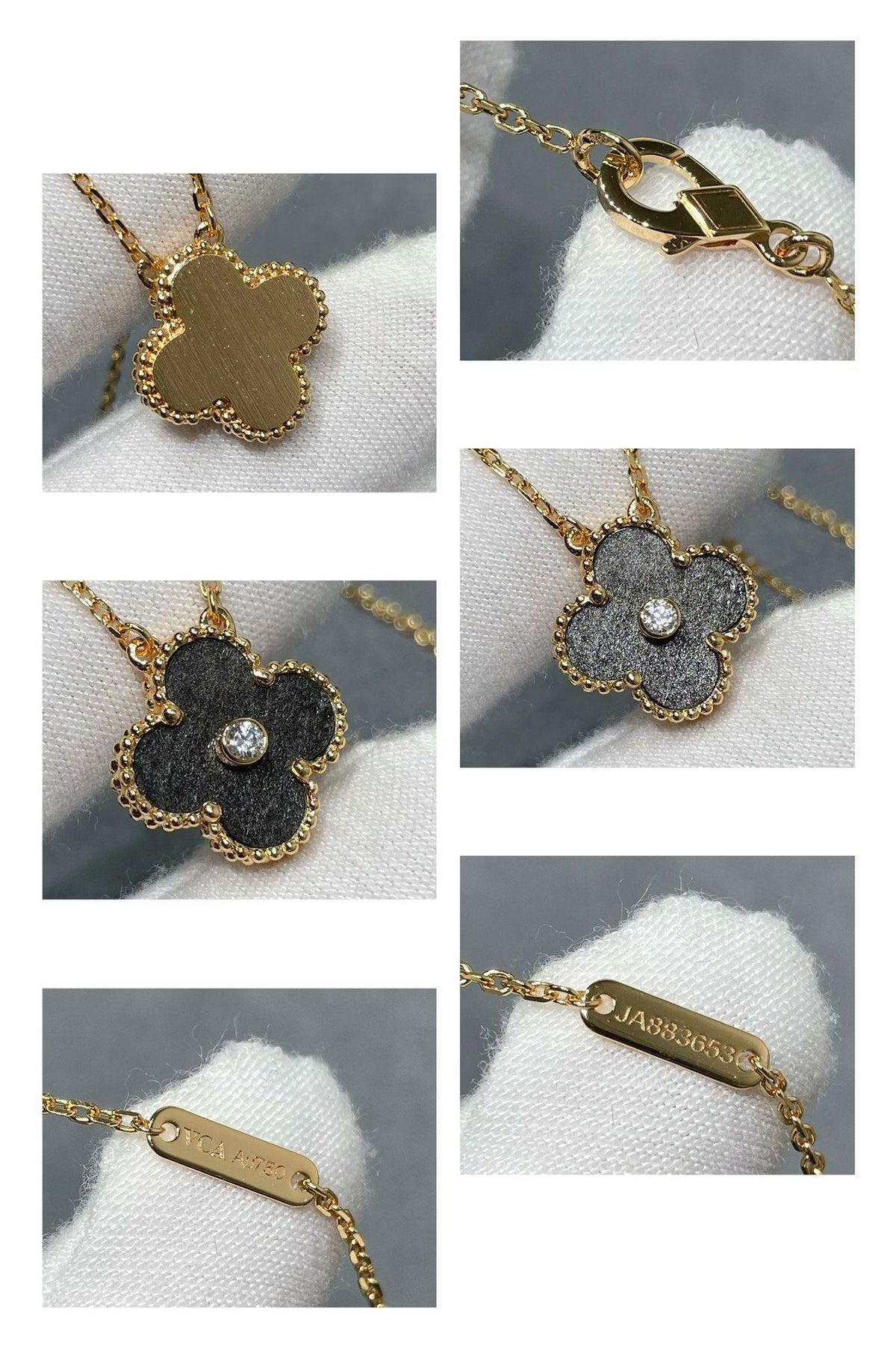 Van Cleef & Arpels CLOVER GREY MOP DIAMOND PINK GOLD NECKLACE