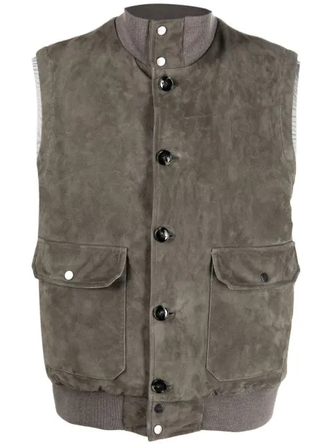 Kiton feather-down suede padded gilet
