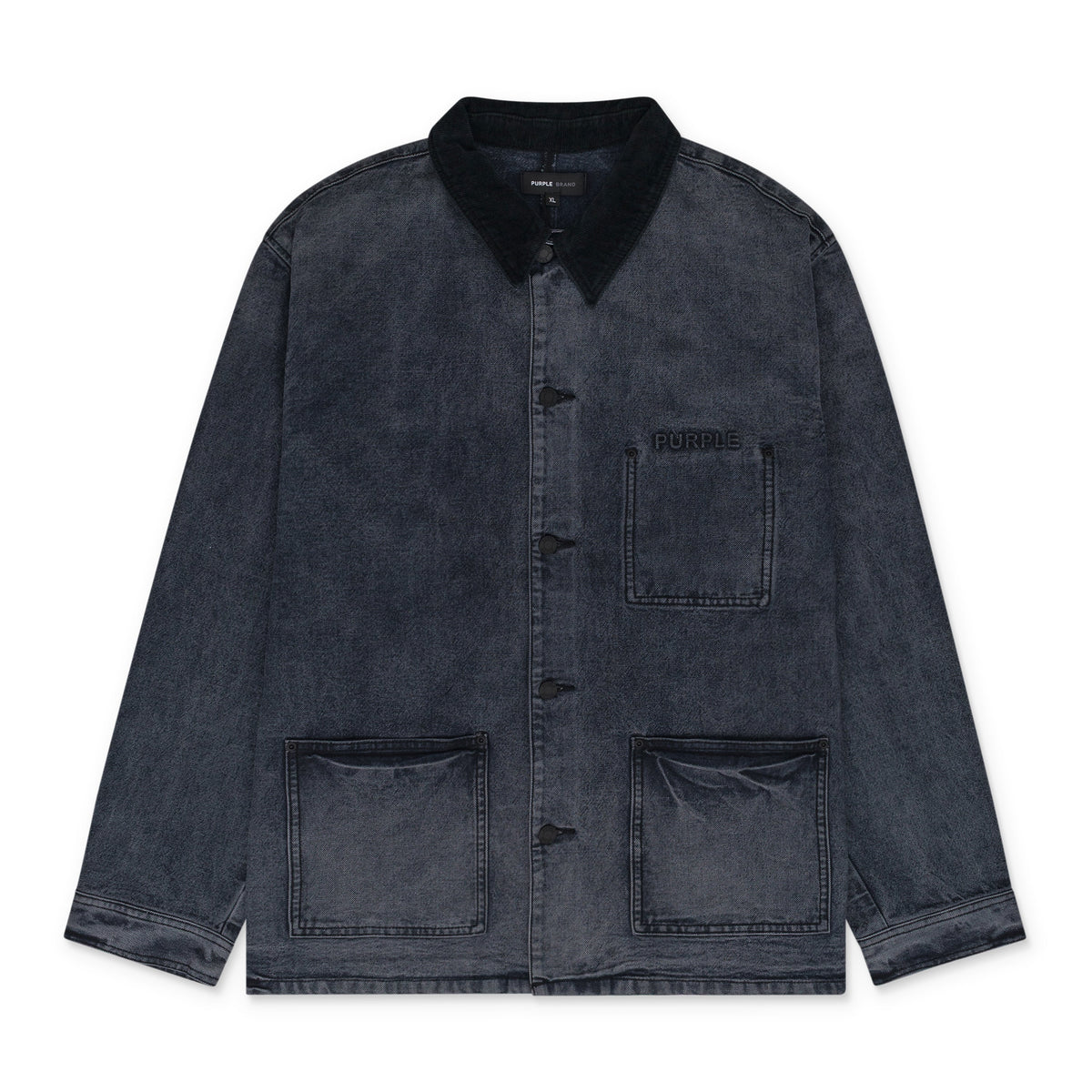 Dark Indigo Corduroy Detail Workwear Canvas Jacket