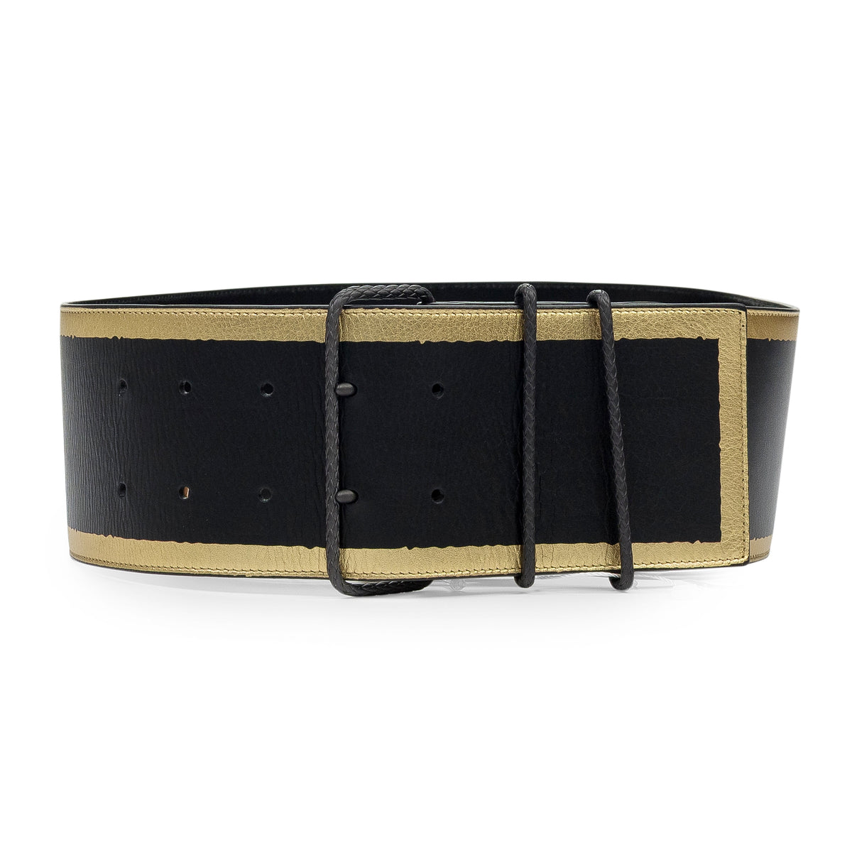 Black Wide Leather Waist Belt