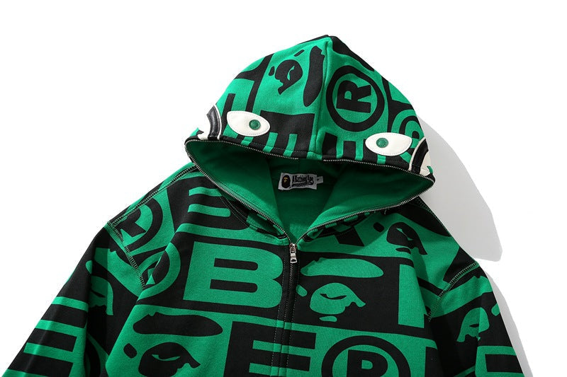 BAPE All-Over Logo Shark Zip Hoodie