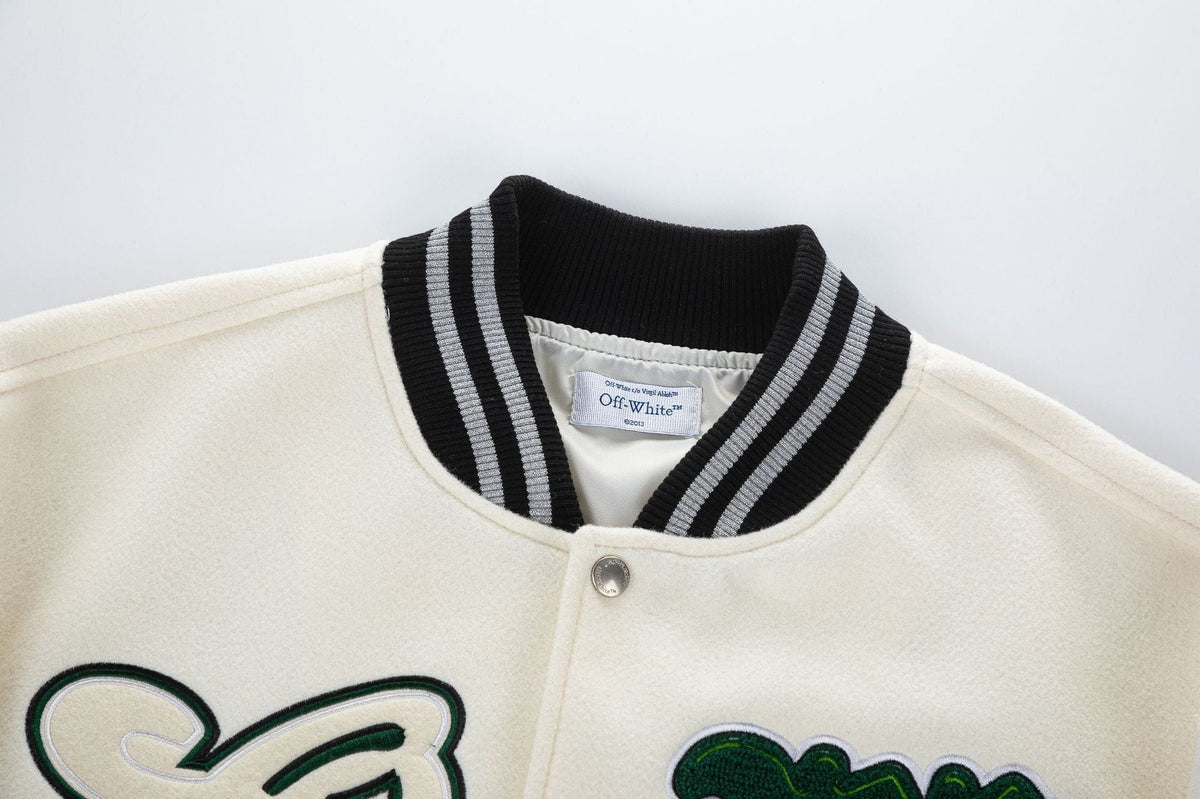 OFF WHITE Cartoon Lion King Embroidered Wool Jacket