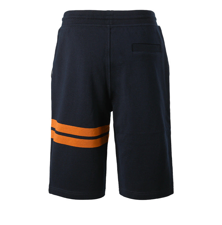 Thom Browne Style Athletic Cotton Shorts with Signature Four-Bar Detail
