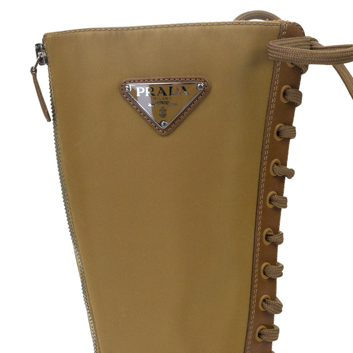 COMBAT LOGO TALL BOOTS BROWN KNEE-HIGH BOOTS