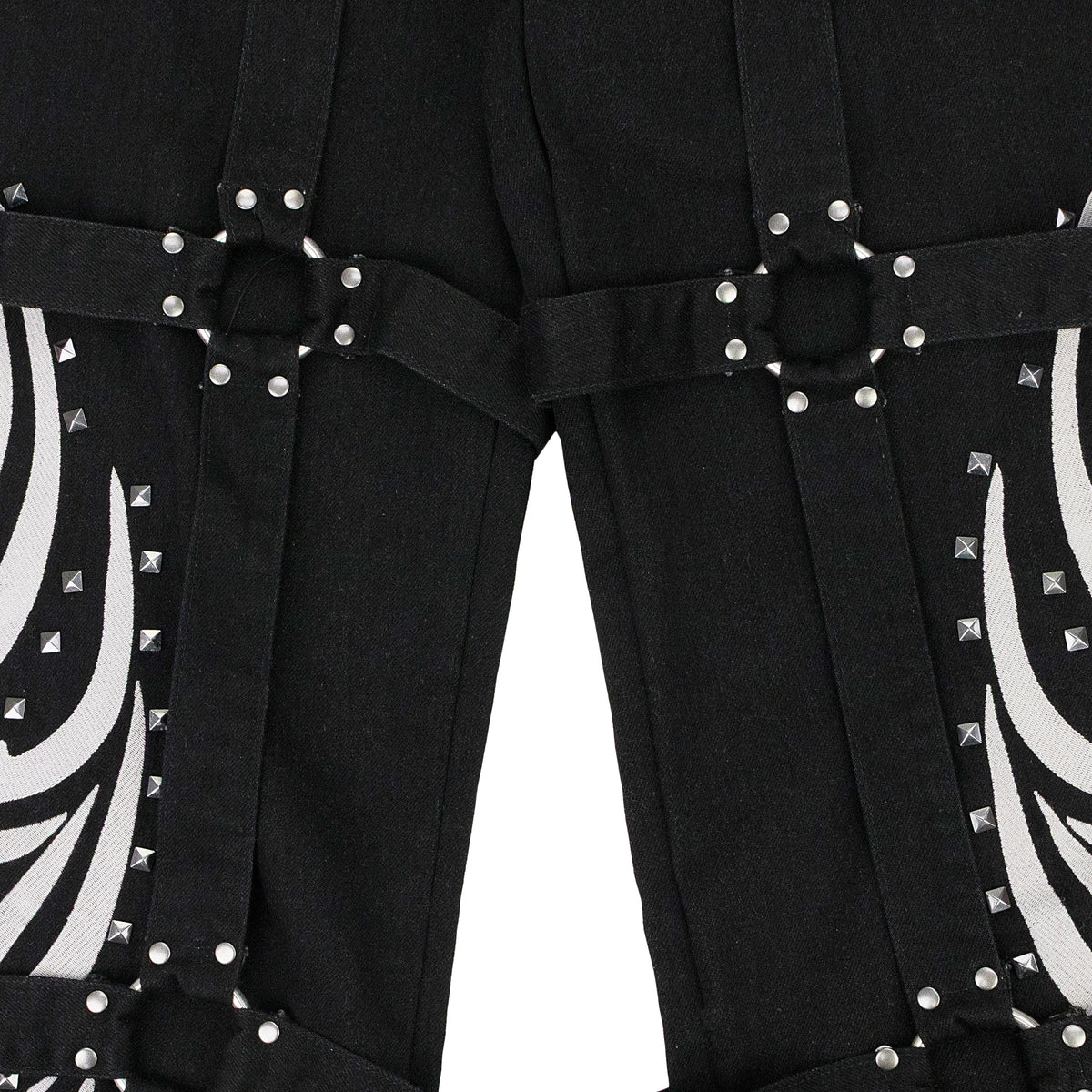 BLACK WINGED LOGO BONDAGE PANTS