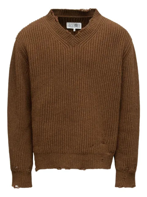 MM6 Maison Margiela ribbed V-neck sweater