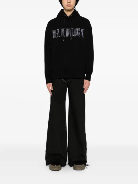 sacai slogan-embroidered hoodie