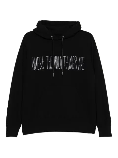 sacai slogan-embroidered hoodie