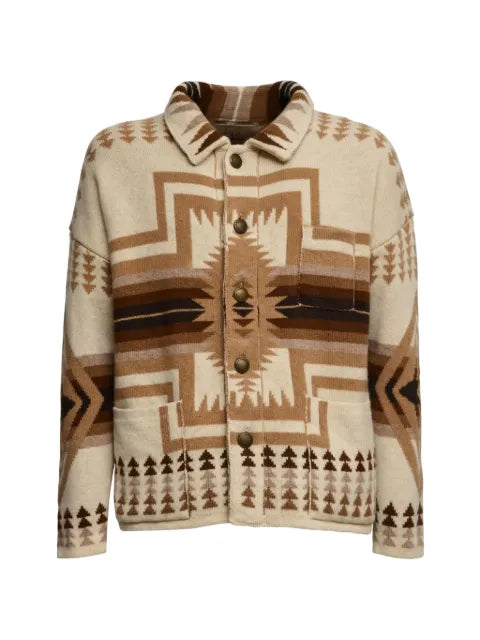 RAKKI buttoned geometric-print cardigan