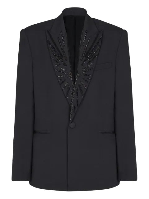 Balmain beaded-lapel single-breasted blazer