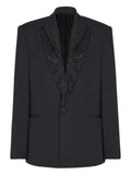 Balmain beaded-lapel single-breasted blazer