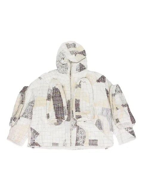Who Decides War tweed patchwork hoodid jacket