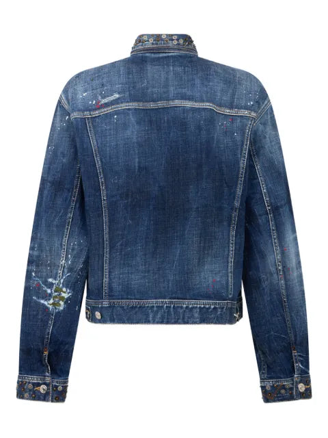 DSQUARED2 dark busted Rebel wash L.A. jeans jacket