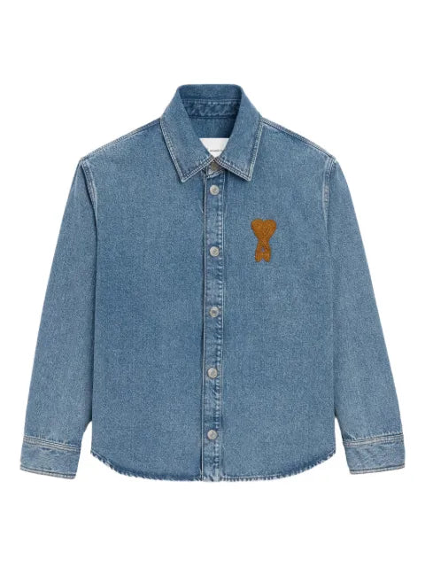 AMI Paris blue cotton knitted Ami de Coeur overshirt