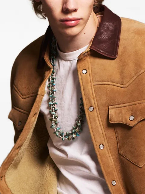 Fortela leather shirt jacket