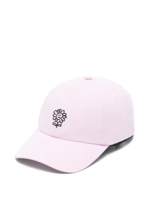 Sunflower floral-embroidered baseball cap