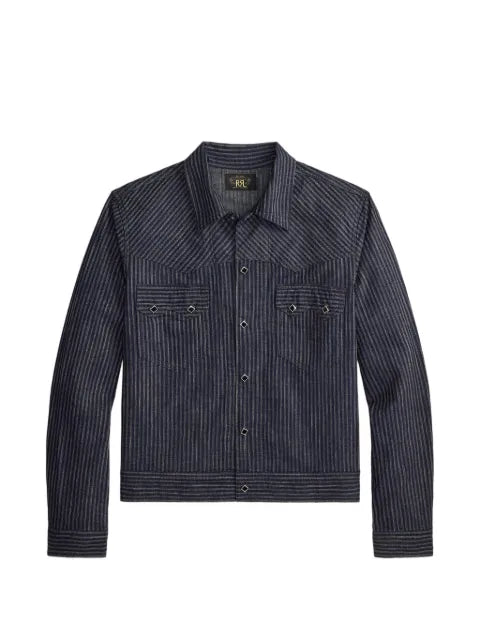 Ralph Lauren RRL striped-pattern Western-style stitched yoke jacket