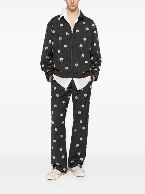 Honor The Gift floral-embroidered pinstripe overshirt