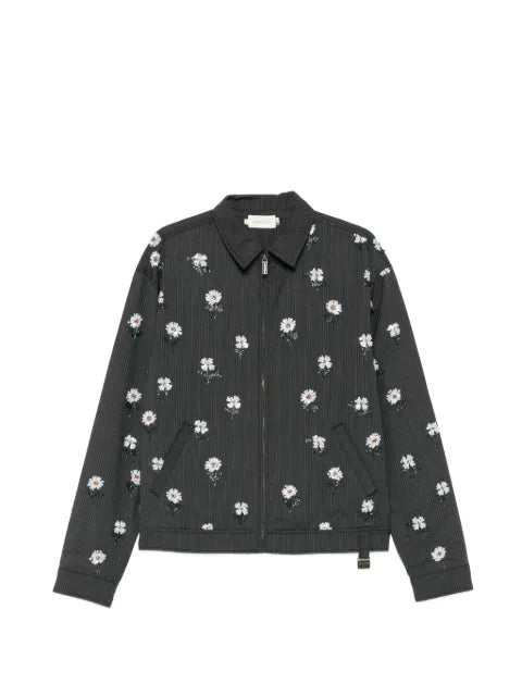 Honor The Gift floral-embroidered pinstripe overshirt