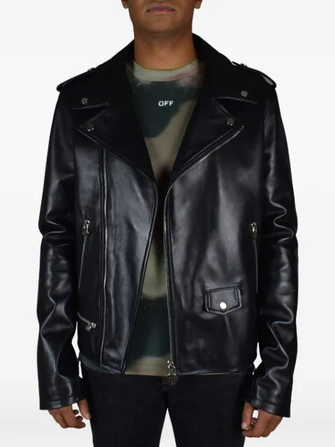 Philipp Plein zip leather biker jacket