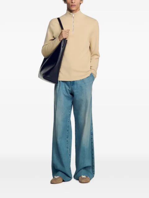 SANDRO wool sweater with zip collar