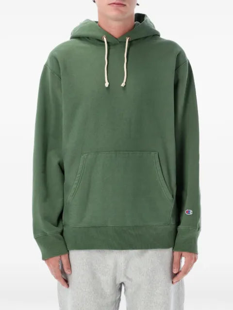 CHAMPION REVERSE WAVE logo-patch drawstring hoodie