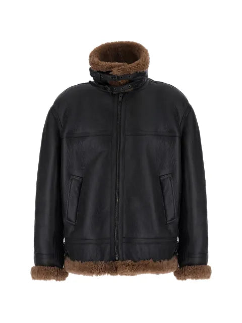 Saint Laurent shearling-trim leather jacket