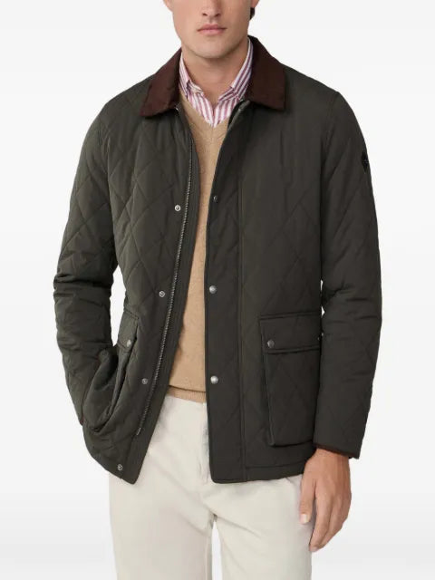 Hackett London quilted corduroy-collar jacket