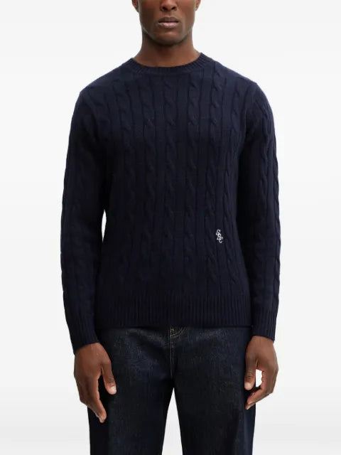 Sporty & Rich cable-knit embroidered-logo sweater