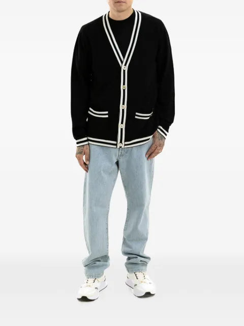 Valentino Garavani striped-trim V-neck cardigan