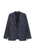 Isaia gingham-check notched-lapel blazer