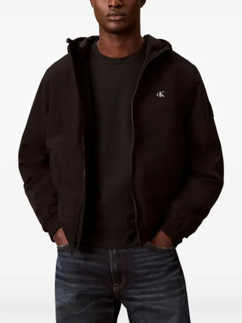 Calvin Klein Jeans logo-embroidered hooded jacket