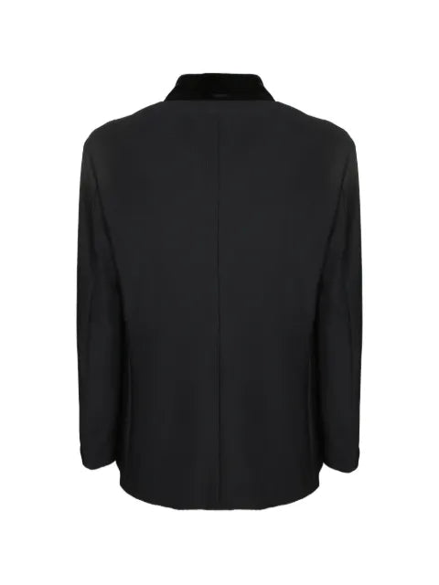 Giorgio Armani velvet-collar textured-finish blazer