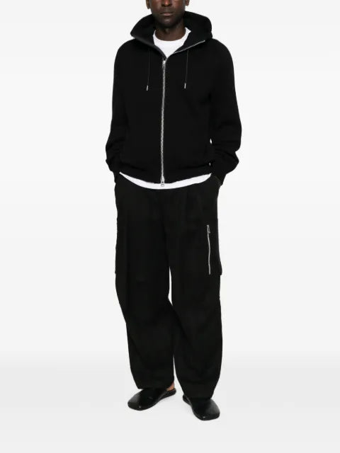 sacai zip-up drawstring hoodie