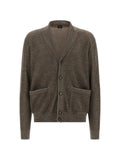 Brioni shawl-neck vanisé-weave cardigan