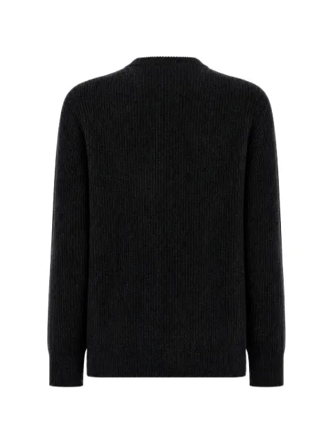 AMARANTO  ribbed-knit button-neck sweater
