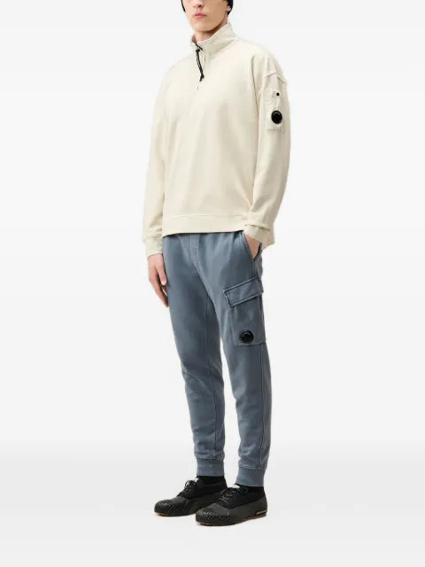 C.P. Company brushed and emerized diagonal-fleece mixed boxy Lens half-zip sweatshirt