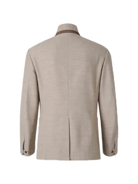 Canali high-neck patch-pocket jacket