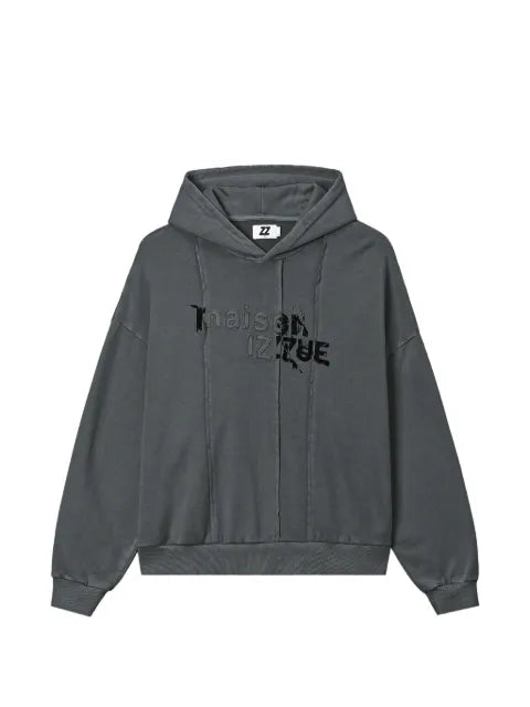 izzue logo-print panelled hoodie