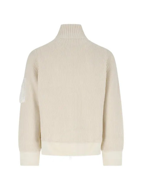 sacai ribbed zip-up cardigan