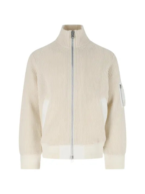 sacai ribbed zip-up cardigan