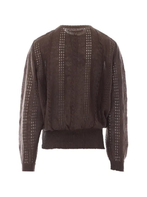 Magliano floral-appliqué open-knit cardigan