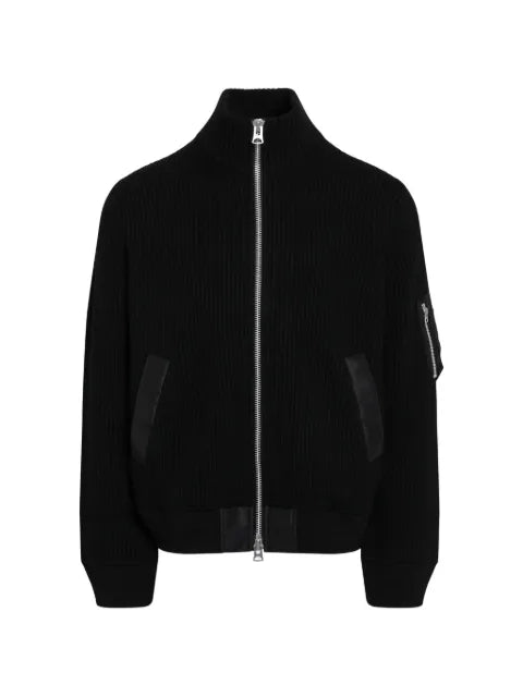 sacai ribbed-knit zip-up sweater