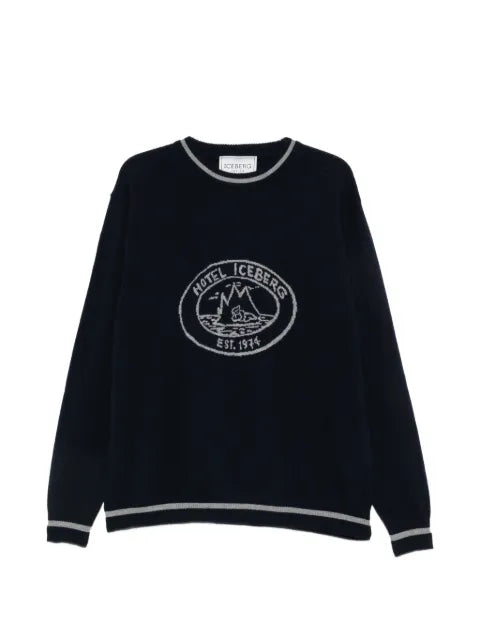 Iceberg logo-intarsia tipped sweater