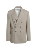AMI Paris beige double-breasted virgin wool gabardine jacket