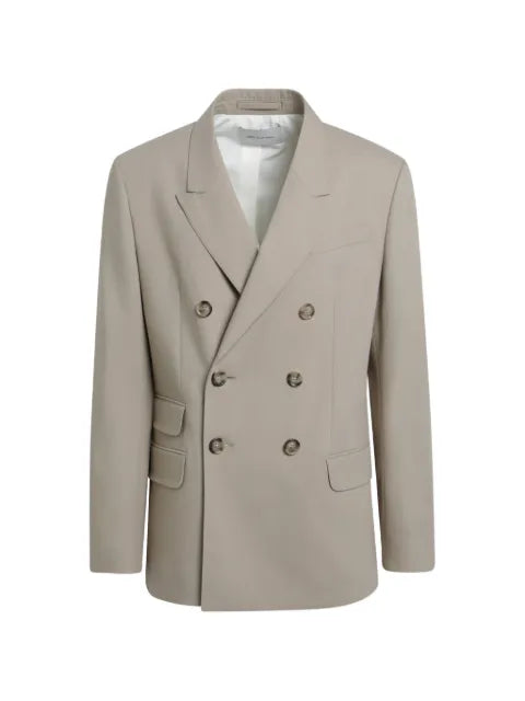 AMI Paris beige double-breasted virgin wool gabardine jacket