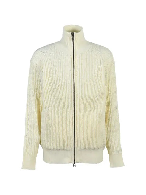 BREATH ribbed-knit zip-up cardigan
