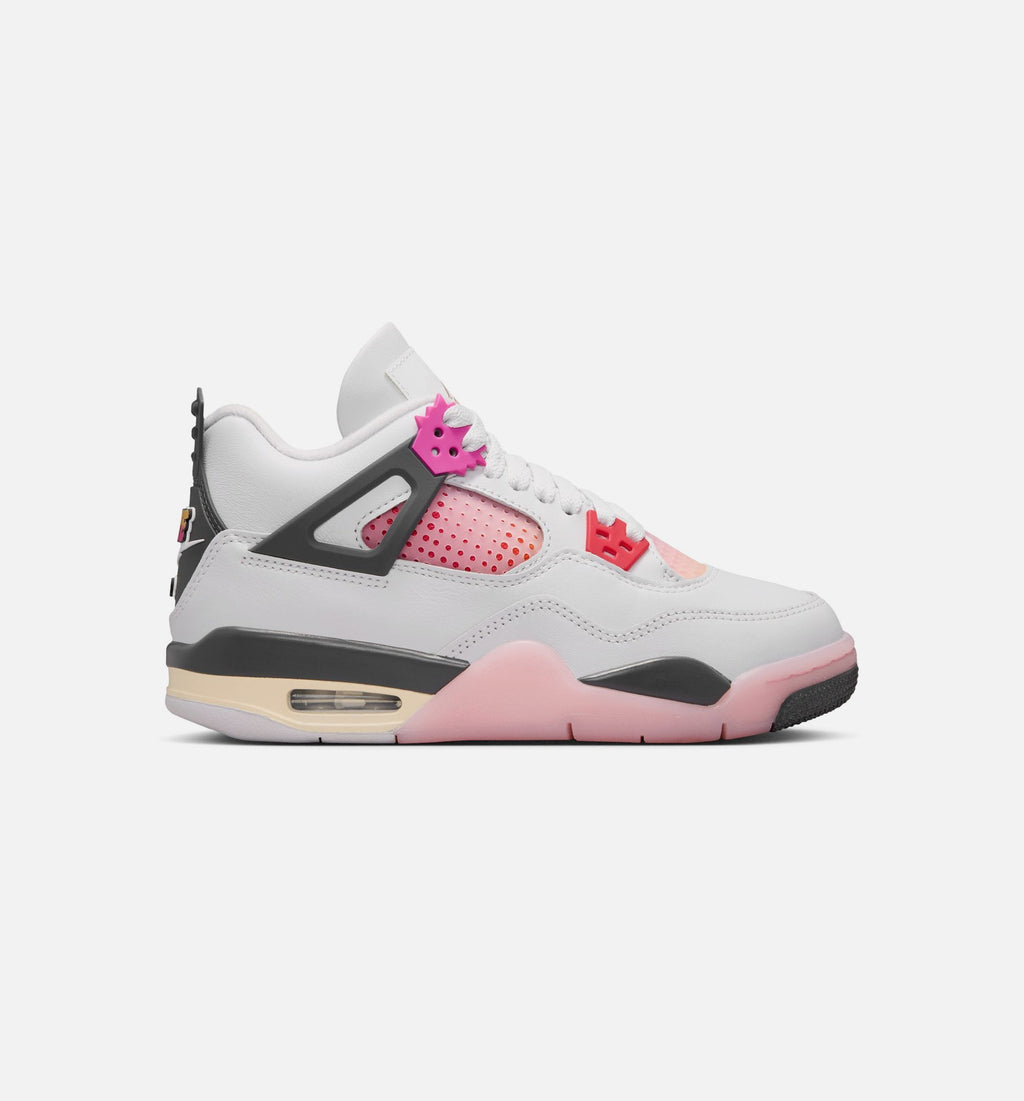 Air Jordan 4 Retro Comic | Grade School Lifestyle Shoe | Sail/Fierce Pink/Smoke Grey