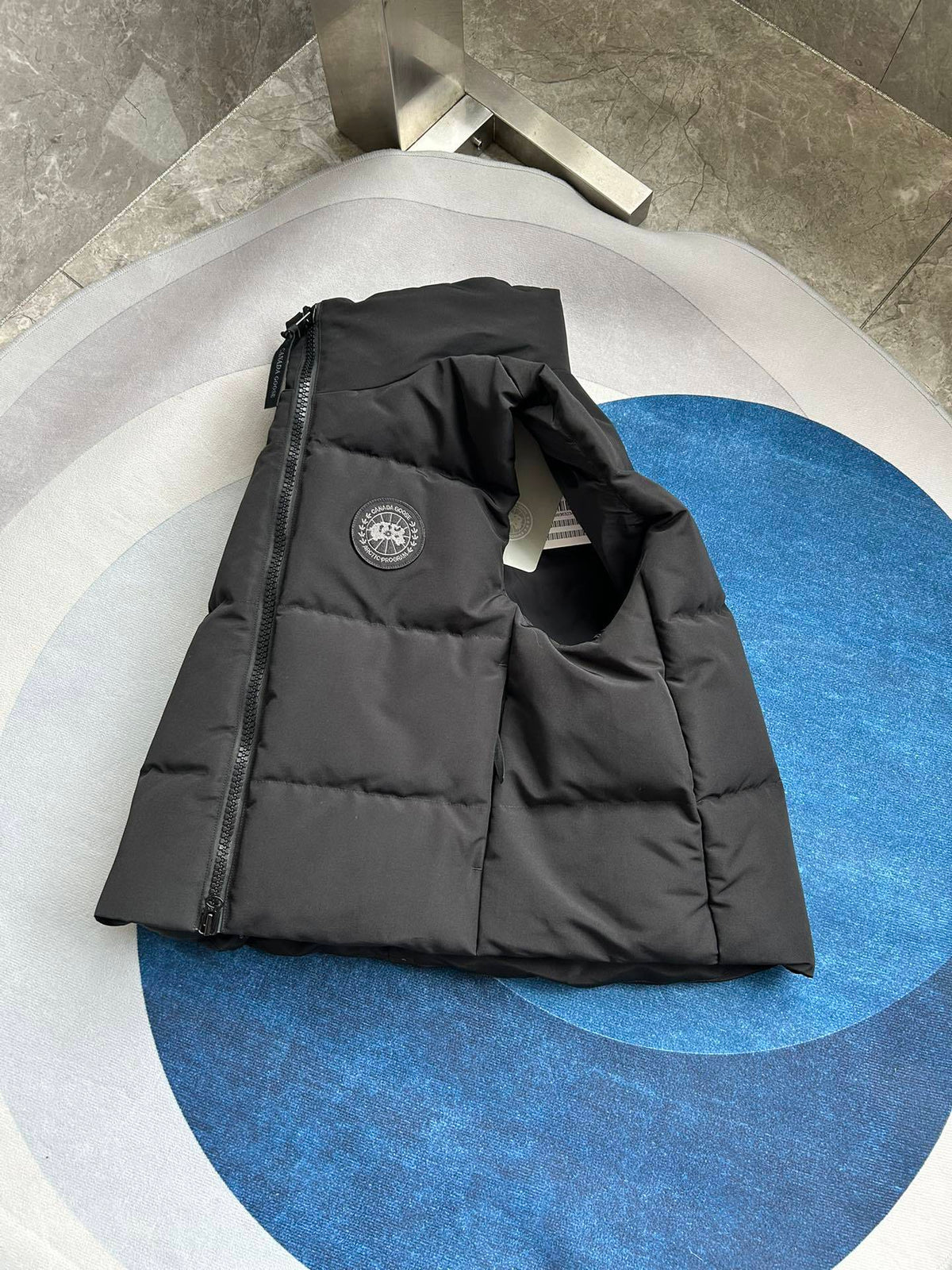 Canada Goose Black Down Vest with Utility Pockets and Tonal Badge